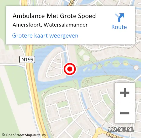 Locatie op kaart van de 112 melding: Ambulance Met Grote Spoed Naar Amersfoort, Watersalamander op 5 maart 2018 10:05