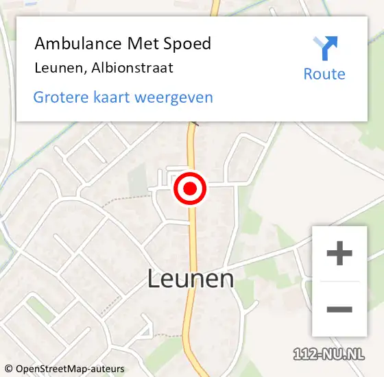 Locatie op kaart van de 112 melding: Ambulance Met Spoed Naar Leunen, Albionstraat op 5 maart 2018 14:16