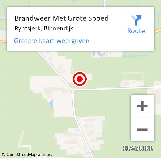 Locatie op kaart van de 112 melding: Brandweer Met Grote Spoed Naar Ryptsjerk, Binnendijk op 5 maart 2018 16:00