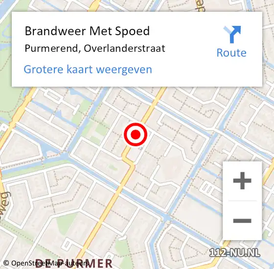 Locatie op kaart van de 112 melding: Brandweer Met Spoed Naar Purmerend, Overlanderstraat op 6 maart 2018 02:16