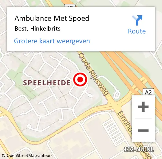 Locatie op kaart van de 112 melding: Ambulance Met Spoed Naar Best, Hinkelbrits op 6 maart 2018 04:25