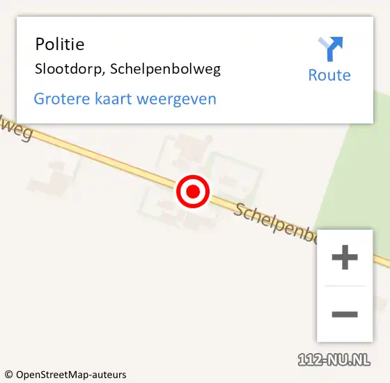 Locatie op kaart van de 112 melding: Politie Slootdorp, Schelpenbolweg op 6 maart 2018 06:28
