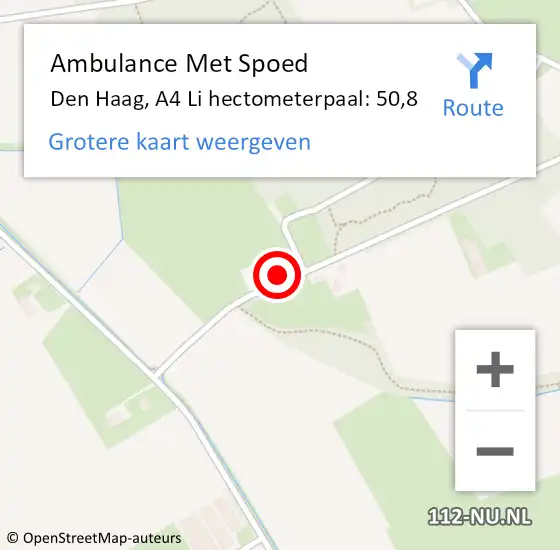 Locatie op kaart van de 112 melding: Ambulance Met Spoed Naar Den Haag, A4 Li hectometerpaal: 50,8 op 6 maart 2018 06:54