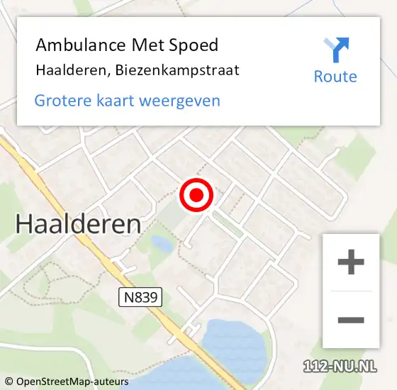 Locatie op kaart van de 112 melding: Ambulance Met Spoed Naar Haalderen, Biezenkampstraat op 6 maart 2018 13:36