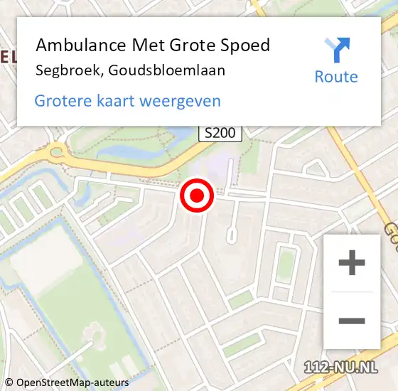 Locatie op kaart van de 112 melding: Ambulance Met Grote Spoed Naar Segbroek, Goudsbloemlaan op 6 maart 2018 16:11
