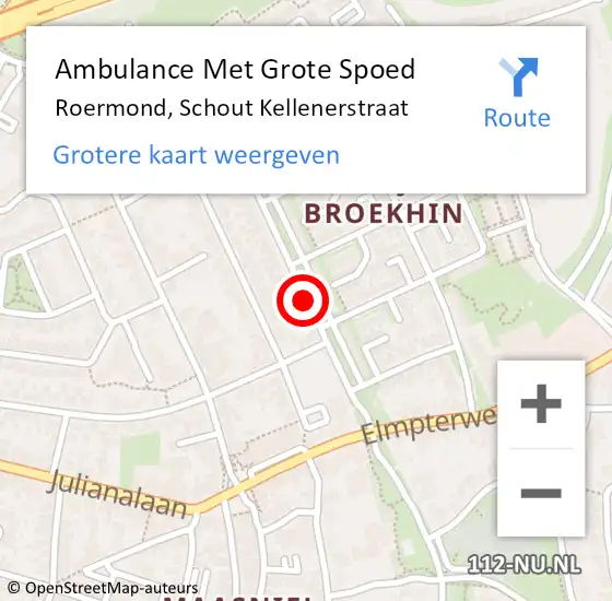 Locatie op kaart van de 112 melding: Ambulance Met Grote Spoed Naar Roermond, Schout Kellenerstraat op 6 maart 2018 16:23