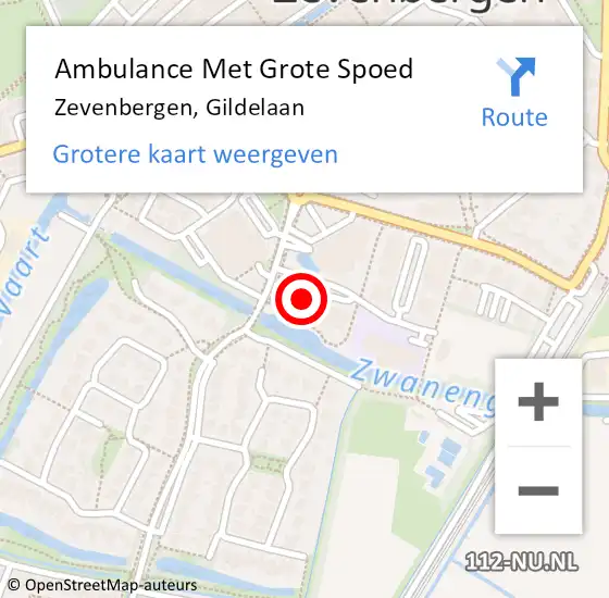 Locatie op kaart van de 112 melding: Ambulance Met Grote Spoed Naar Zevenbergen, Gildelaan op 6 maart 2018 17:21
