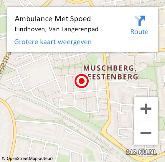 Locatie op kaart van de 112 melding: Ambulance Met Spoed Naar Eindhoven, Van Langerenpad op 6 maart 2018 20:36