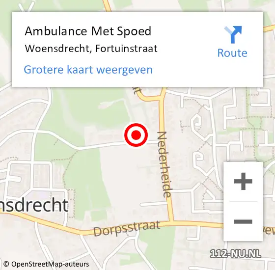 Locatie op kaart van de 112 melding: Ambulance Met Spoed Naar Woensdrecht, Fortuinstraat op 6 maart 2018 21:03