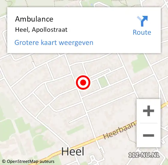 Locatie op kaart van de 112 melding: Ambulance Heel, Apollostraat op 18 februari 2014 11:28