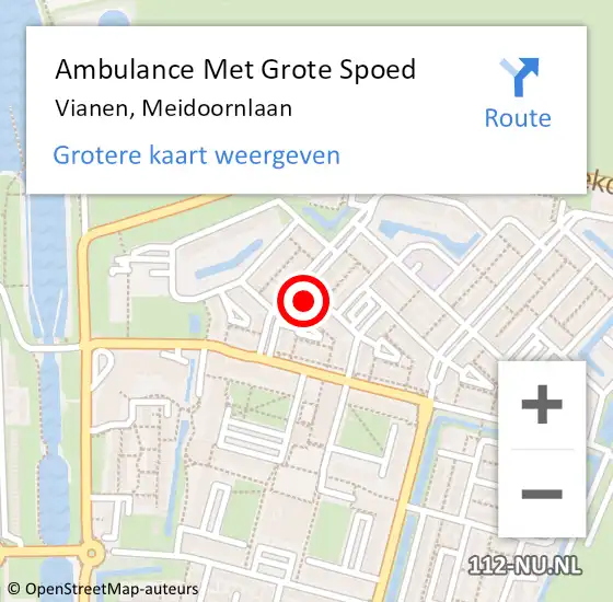 Locatie op kaart van de 112 melding: Ambulance Met Grote Spoed Naar Vianen, Meidoornlaan op 7 maart 2018 00:12
