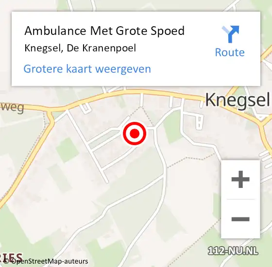 Locatie op kaart van de 112 melding: Ambulance Met Grote Spoed Naar Knegsel, De Kranenpoel op 7 maart 2018 00:22