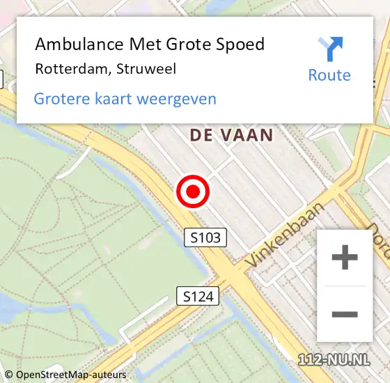Locatie op kaart van de 112 melding: Ambulance Met Grote Spoed Naar Rotterdam, Struweel op 7 maart 2018 06:26
