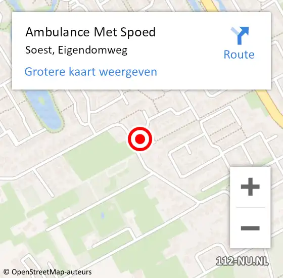 Locatie op kaart van de 112 melding: Ambulance Met Spoed Naar Soest, Eigendomweg op 7 maart 2018 09:27