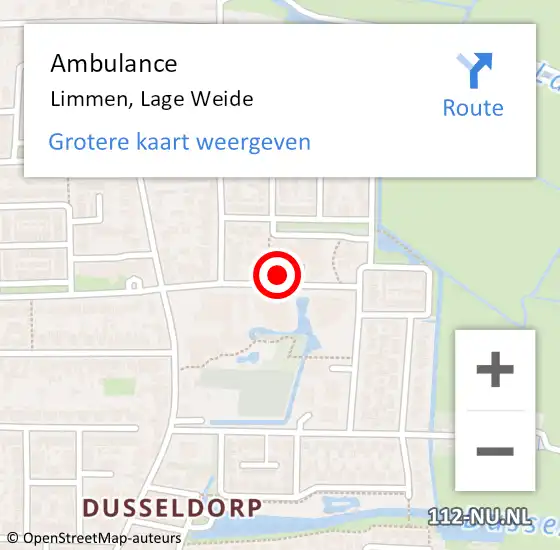 Locatie op kaart van de 112 melding: Ambulance Limmen, Lage Weide op 7 maart 2018 09:29