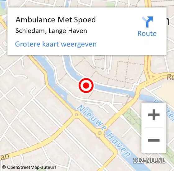 Locatie op kaart van de 112 melding: Ambulance Met Spoed Naar Schiedam, Lange Haven op 7 maart 2018 10:13