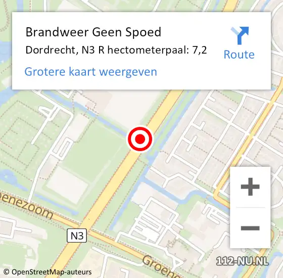 Locatie op kaart van de 112 melding: Brandweer Geen Spoed Naar Dordrecht, N3 R hectometerpaal: 7,2 op 7 maart 2018 10:19