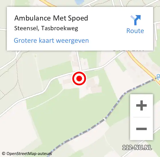 Locatie op kaart van de 112 melding: Ambulance Met Spoed Naar Steensel, Tasbroekweg op 7 maart 2018 17:34