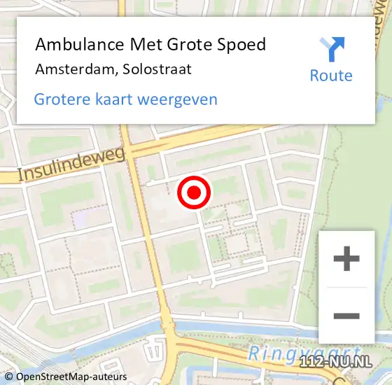 Locatie op kaart van de 112 melding: Ambulance Met Grote Spoed Naar Amsterdam, Solostraat op 7 maart 2018 21:33