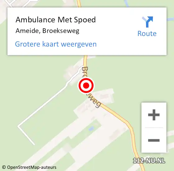 Locatie op kaart van de 112 melding: Ambulance Met Spoed Naar Ameide, Broekseweg op 8 maart 2018 05:40