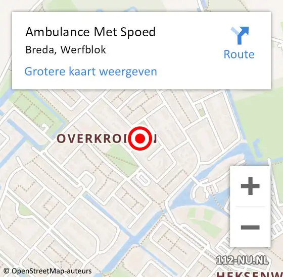 Locatie op kaart van de 112 melding: Ambulance Met Spoed Naar Breda, Werfblok op 8 maart 2018 08:16