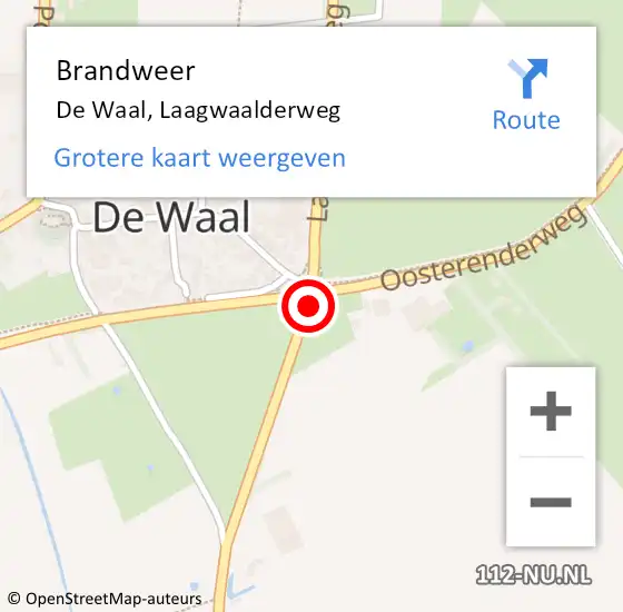 Locatie op kaart van de 112 melding: Brandweer De Waal, Laagwaalderweg op 8 maart 2018 10:50
