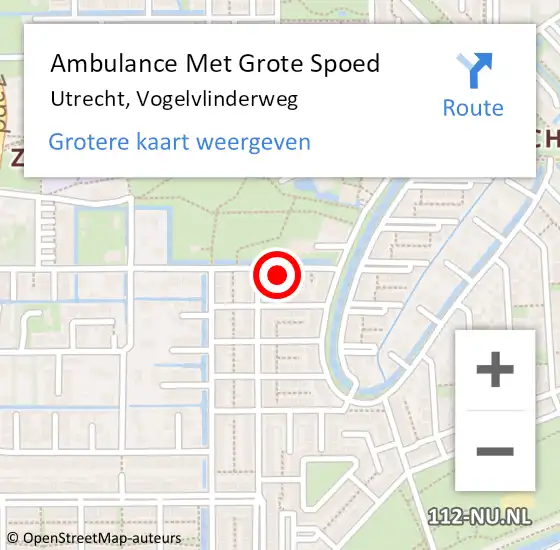 Locatie op kaart van de 112 melding: Ambulance Met Grote Spoed Naar Utrecht, Vogelvlinderweg op 8 maart 2018 11:45