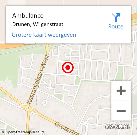 Locatie op kaart van de 112 melding: Ambulance Drunen, Wilgenstraat op 8 maart 2018 14:18