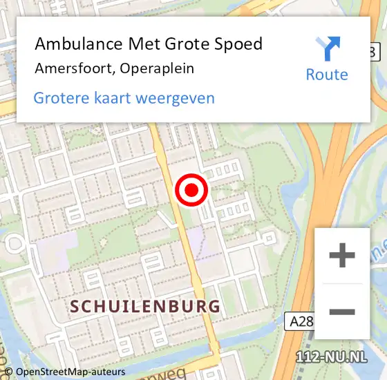Locatie op kaart van de 112 melding: Ambulance Met Grote Spoed Naar Amersfoort, Operaplein op 8 maart 2018 14:39