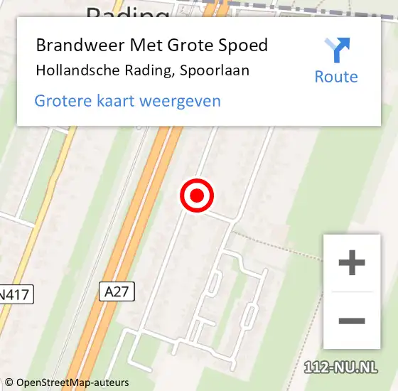 Locatie op kaart van de 112 melding: Brandweer Met Grote Spoed Naar Hollandsche Rading, Spoorlaan op 8 maart 2018 16:42