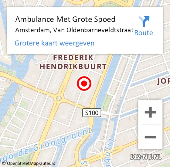 Locatie op kaart van de 112 melding: Ambulance Met Grote Spoed Naar Amsterdam, Van Oldenbarneveldtstraat op 8 maart 2018 17:46