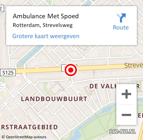 Locatie op kaart van de 112 melding: Ambulance Met Spoed Naar Rotterdam, Strevelsweg op 8 maart 2018 17:58