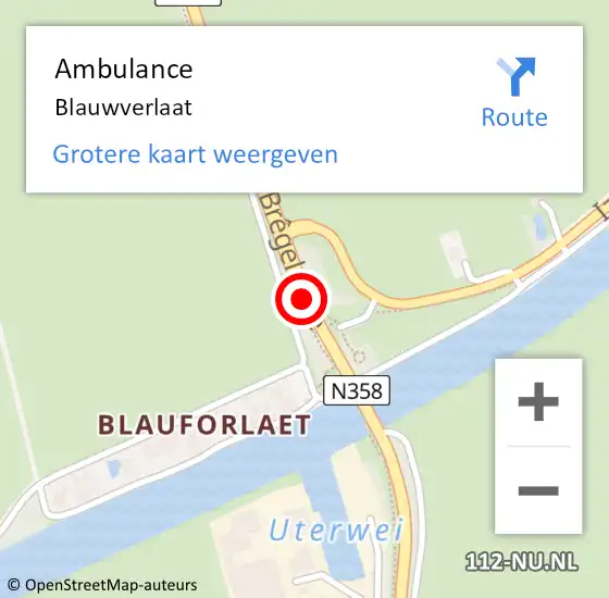 Locatie op kaart van de 112 melding: Ambulance Blauwverlaat op 8 maart 2018 18:33