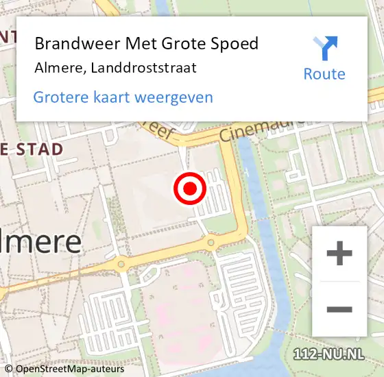 Locatie op kaart van de 112 melding: Brandweer Met Grote Spoed Naar Almere, Landdroststraat op 8 maart 2018 19:08