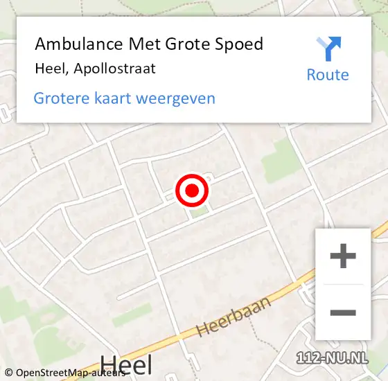 Locatie op kaart van de 112 melding: Ambulance Met Grote Spoed Naar Heel, Apollostraat op 8 maart 2018 20:27