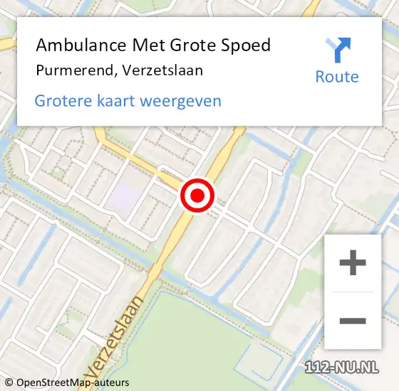 Locatie op kaart van de 112 melding: Ambulance Met Grote Spoed Naar Purmerend, Verzetslaan op 8 maart 2018 20:51