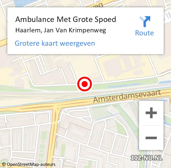 Locatie op kaart van de 112 melding: Ambulance Met Grote Spoed Naar Haarlem, Jan Van Krimpenweg op 8 maart 2018 21:52