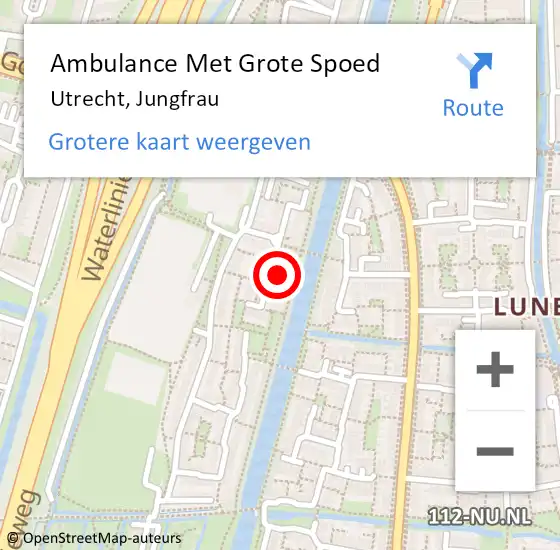 Locatie op kaart van de 112 melding: Ambulance Met Grote Spoed Naar Utrecht, Jungfrau op 9 maart 2018 01:29