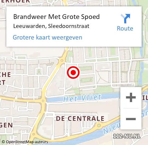Locatie op kaart van de 112 melding: Brandweer Met Grote Spoed Naar Leeuwarden, Sleedoornstraat op 9 maart 2018 02:28