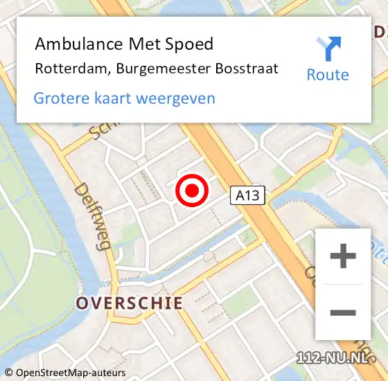 Locatie op kaart van de 112 melding: Ambulance Met Spoed Naar Rotterdam, Burgemeester Bosstraat op 9 maart 2018 07:42