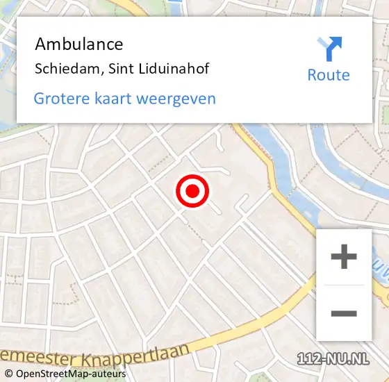 Locatie op kaart van de 112 melding: Ambulance Schiedam, Sint Liduinahof op 9 maart 2018 11:11