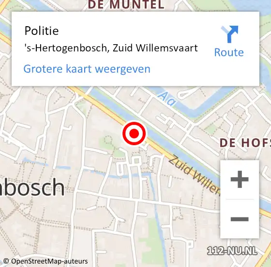 Locatie op kaart van de 112 melding: Politie 's-Hertogenbosch, Zuid Willemsvaart op 9 maart 2018 11:28