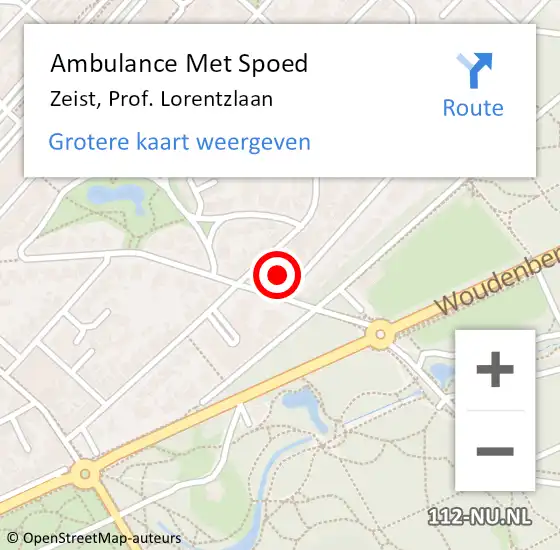 Locatie op kaart van de 112 melding: Ambulance Met Spoed Naar Zeist, Prof. Lorentzlaan op 9 maart 2018 14:42