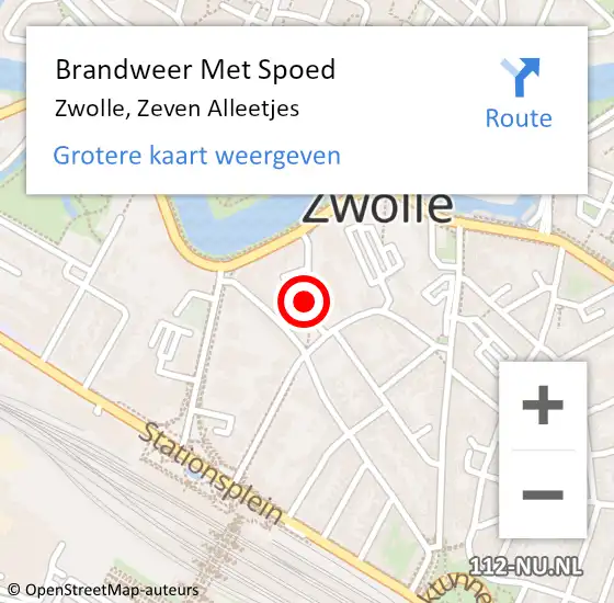 Locatie op kaart van de 112 melding: Brandweer Met Spoed Naar Zwolle, Zeven Alleetjes op 9 maart 2018 15:35