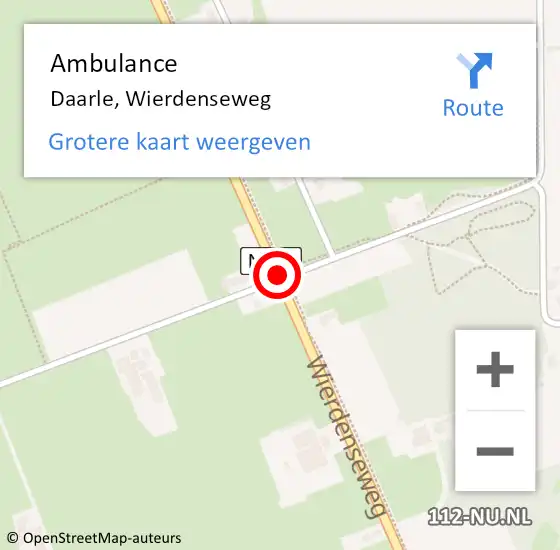 Locatie op kaart van de 112 melding: Ambulance Daarle, Wierdenseweg op 18 februari 2014 16:51