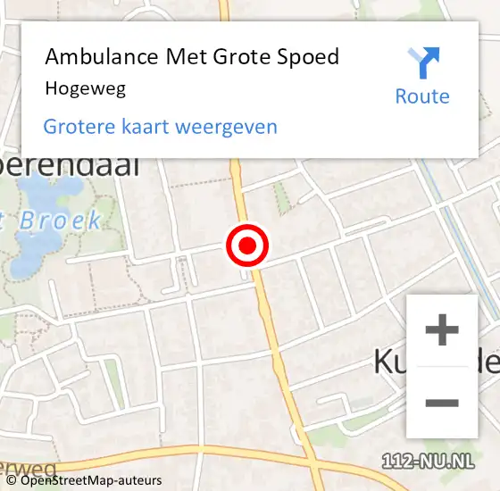 Locatie op kaart van de 112 melding: Ambulance Met Grote Spoed Naar Hogeweg op 9 maart 2018 20:35