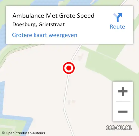 Locatie op kaart van de 112 melding: Ambulance Met Grote Spoed Naar Doesburg, Grietstraat op 9 maart 2018 20:41
