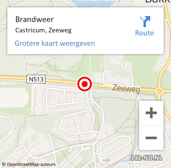 Locatie op kaart van de 112 melding: Brandweer Castricum, Zeeweg op 10 maart 2018 00:30