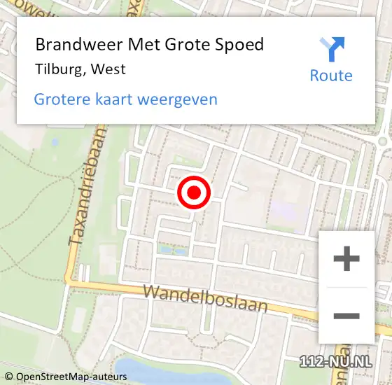 Locatie op kaart van de 112 melding: Brandweer Met Grote Spoed Naar Tilburg, West op 10 maart 2018 10:13