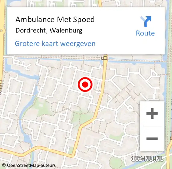 Locatie op kaart van de 112 melding: Ambulance Met Spoed Naar Dordrecht, Walenburg op 10 maart 2018 12:20